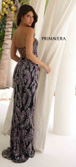 4314 - Primavera - Strapless Beaded Sequin Embellished Fitted Gown