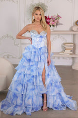 26442 - Ava Presley - Watercolor Layered Ball Gown