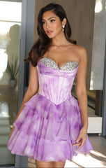 26444 - Ava Presley - Watercolor Corset Mini Dress