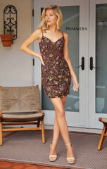 4209 - Primavera - Floral Beaded Short Dress