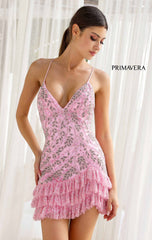 4242 - Primavera - Ruffle Hem Beaded Mini Dress