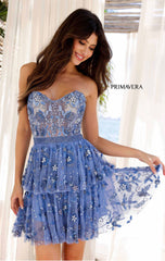 4263 - Primavera - Ruffle Skirt Short Beaded Dress