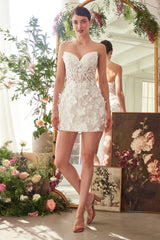 WL083 - DEEP SWEETHEART STRAPLESS MIDI SHORT BRIDAL DRESS - Andrea & Leo