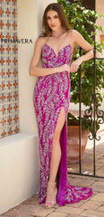 4314 - Primavera - Strapless Beaded Sequin Embellished Fitted Gown