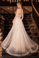 CADENCE GOWN - STRAPLESS CRYSTAL EMBELLISHED GOWN WITH OVERSKIRT