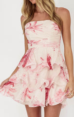 Jessa Tiered Mini Dress - Pink