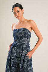 EVOLVING REFLECTIONS - JACQUARD DENIM MIDI DRESS