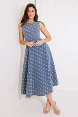 TOO SWEET - POLKA DOT DENIM MIDI DRESS
