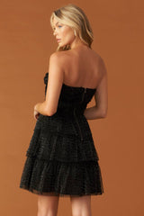 TRINA SHIMMERY STRAPLESS MINI DRESS