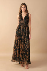 Size Large, EVERYDAY HUSTLE METALLIC PLEATED MAXI DRESS - FINAL SALE