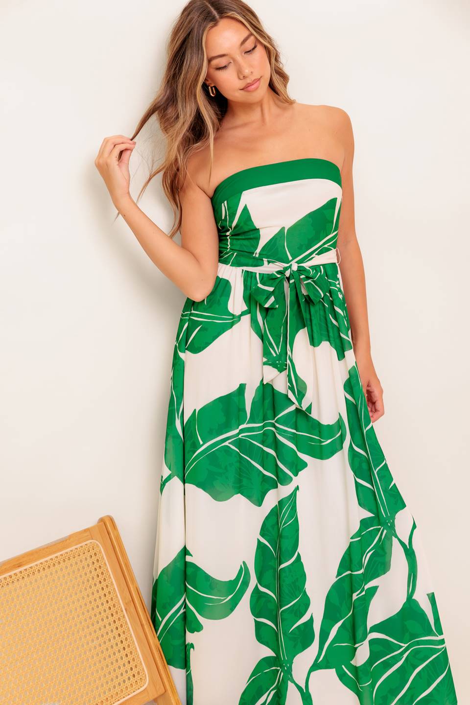 BALI BREEZE LEAF PRINT MAXI DRESS