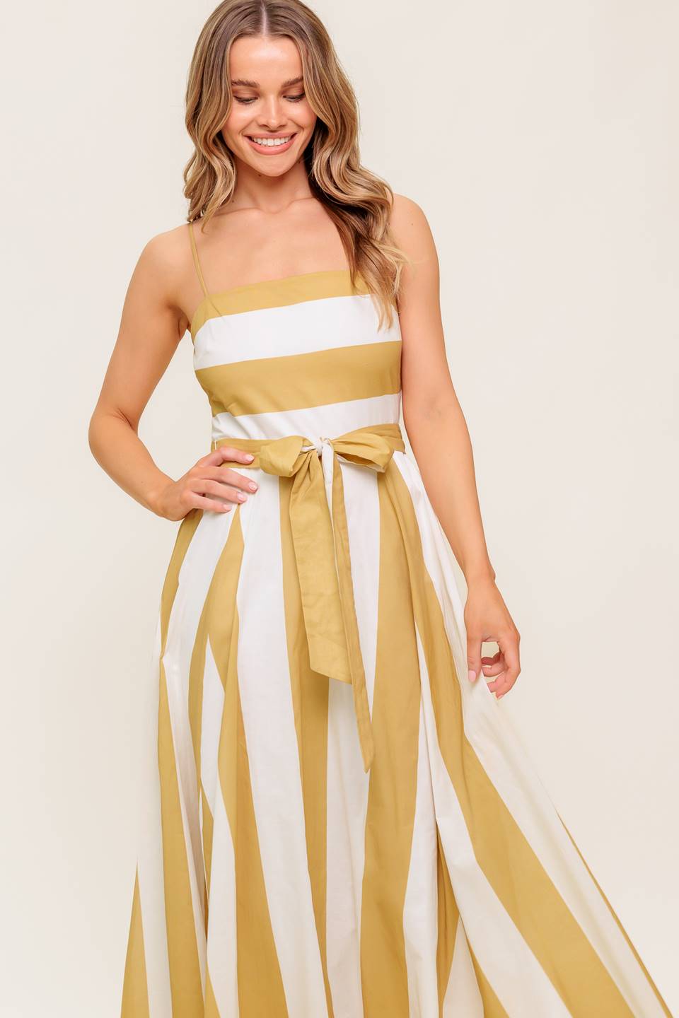 Size Large, DESERT SANDS - TAUPE MIDI DRESS - FINAL SALE