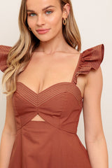 TUSCAN SUNSET COGNAC MIDI DRESS