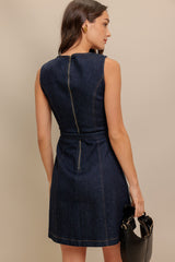 MELISSA DENIM MINI DRESS - DARK INDIGO