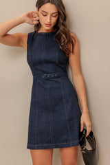 MELISSA DENIM MINI DRESS - DARK INDIGO
