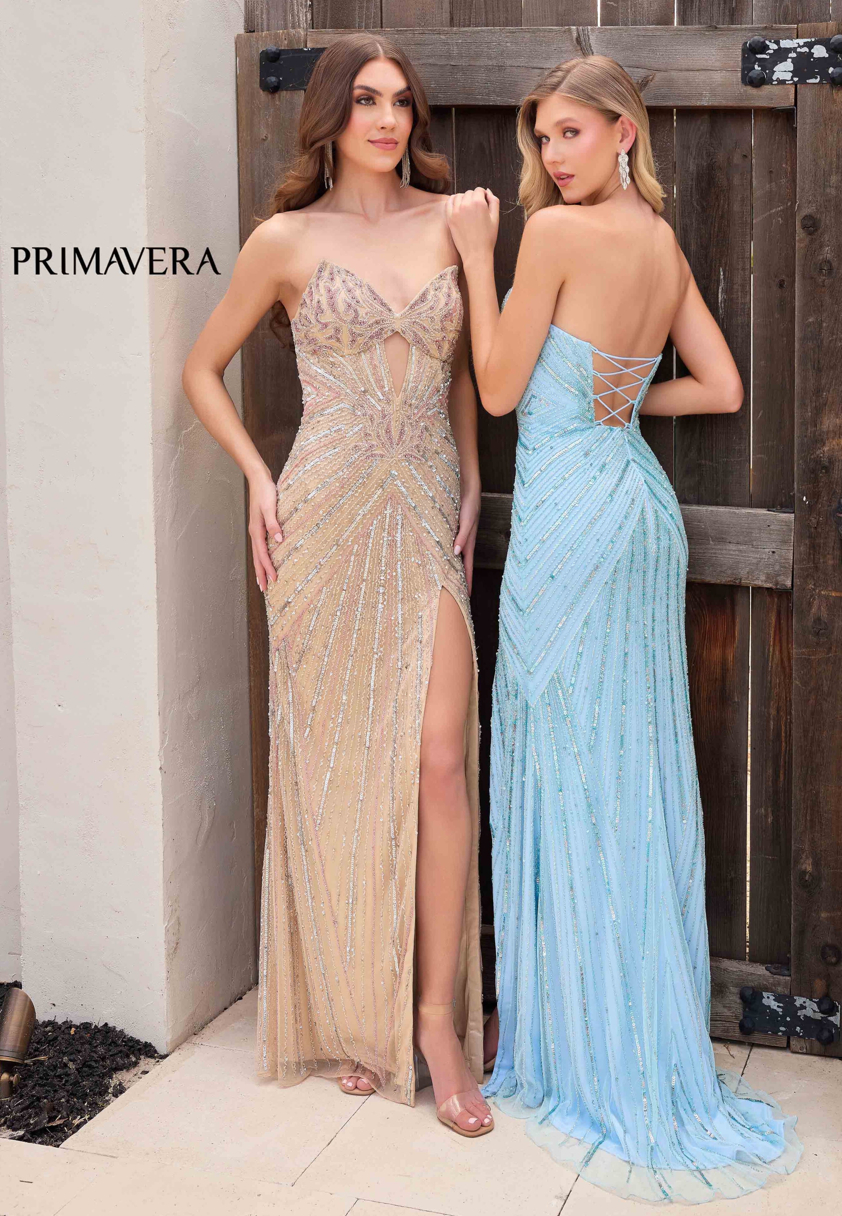 4309 - Primavera - Keyhole Strapless Beaded Long Dress