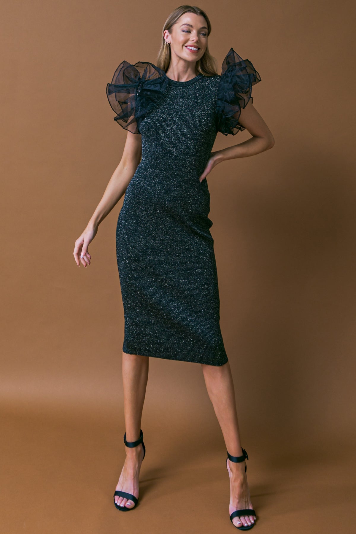 THIS IS YOUR SIGN – METALLIC KNIT MIDI DRESS