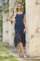 Giselle Dress - Steel Blue Lace Dress