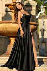Lottie Gown - Black - SATIN A-LINE DRESS