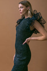 THIS IS YOUR SIGN – METALLIC KNIT MIDI DRESS