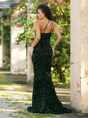 Stardust One Shoulder Sequin Gown - EMERALD - FINAL SALE
