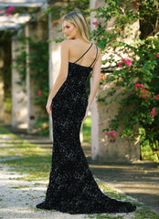 Stardust One Shoulder Sequin Gown - Black - FINAL SALE