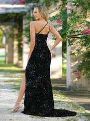 Stardust One Shoulder Sequin Gown - Black - FINAL SALE