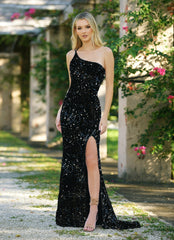 Stardust One Shoulder Sequin Gown - Black - FINAL SALE